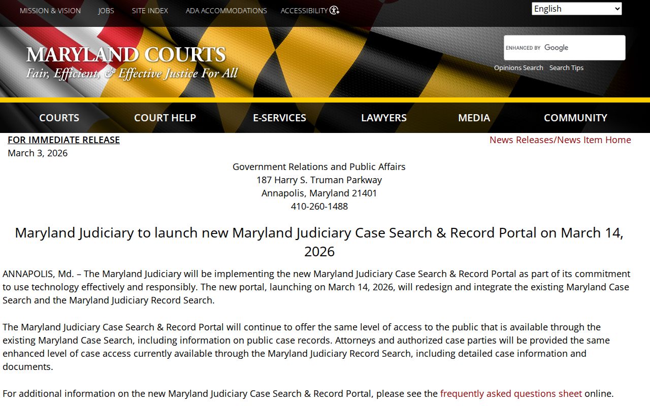 Dundalk people search integrated Maryland court portal announcement