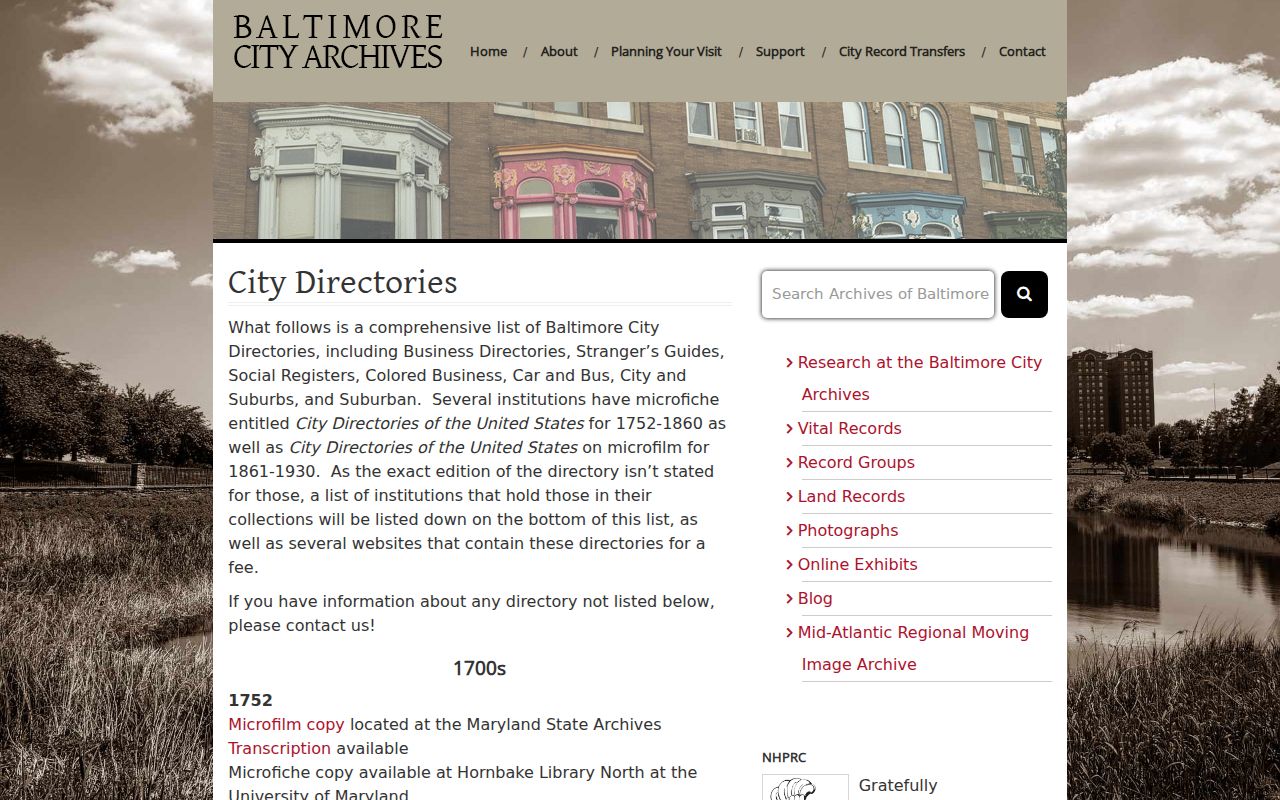 Maryland State Archives catalog of historical Dundalk people directories