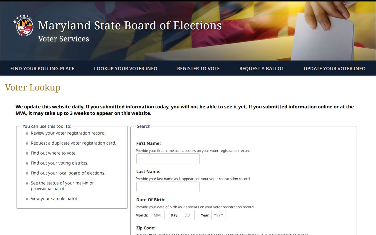 Dundalk voter registration records self-lookup form